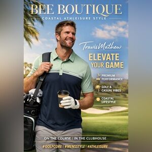 TravisMathew Golf Polo Shirt Navy Sage Colorblock Athletic Casual